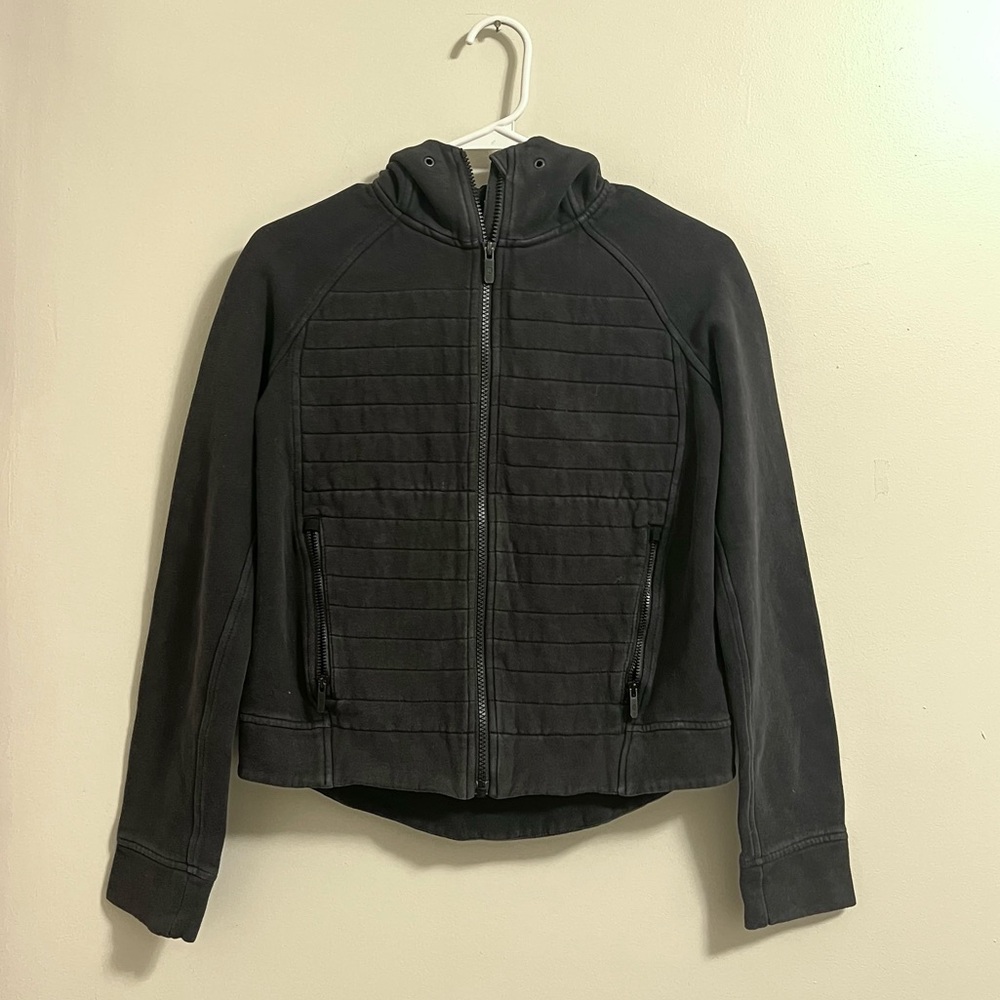 faded black lululemon zip up cropped hoodie